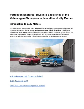 Perfection Explored_ Dive into Excellence at the Volkswagen Showroom in Jalandhar - Lally Motors