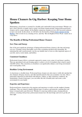 House Cleaners In Gig Harbor Keeping Your Home Spotless