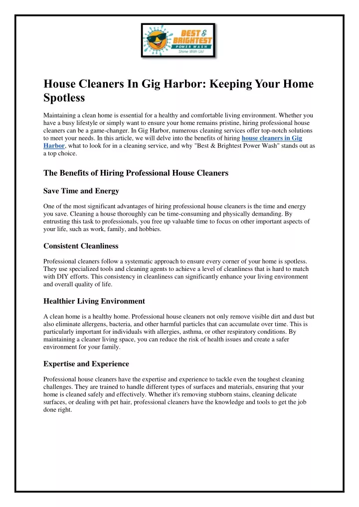 house cleaners in gig harbor keeping your home