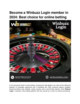 Become a Winbuzz Login member in 2024_ Best choice for online betting