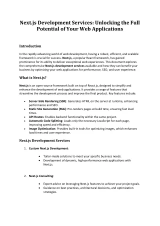 next js development services unlocking the full