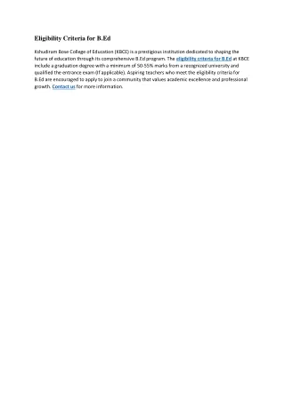 eligibility criteria for b ed