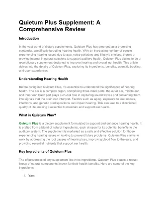 quietum plus supplement a comprehensive review