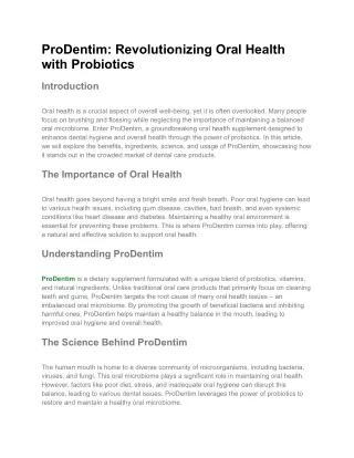 prodentim revolutionizing oral health with
