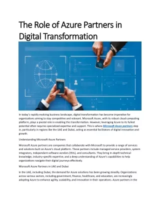 the role of azure partners in the role of azure