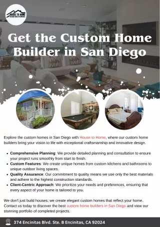 Get the Custom Home Builder in San Diego