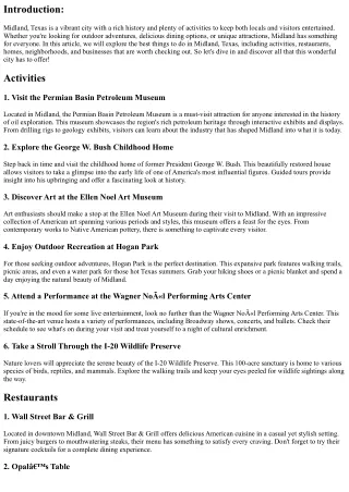 The Best Things to Do in Midland, Texas