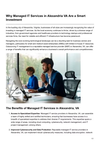 Why Managed IT Services in Alexandria VA Are a Smart Investment