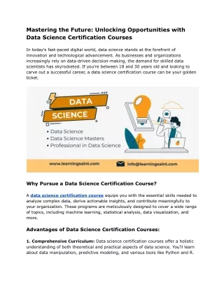 Mastering the Future_ Unlocking Opportunities with Data Science Certification Courses