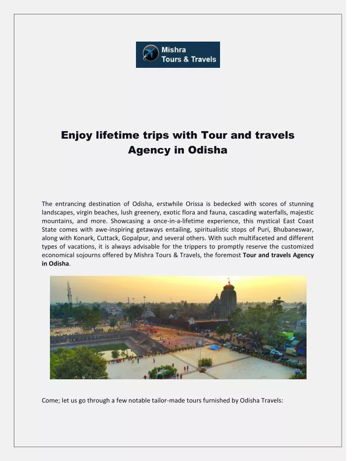 enjoy lifetime trips with tour and travels agency