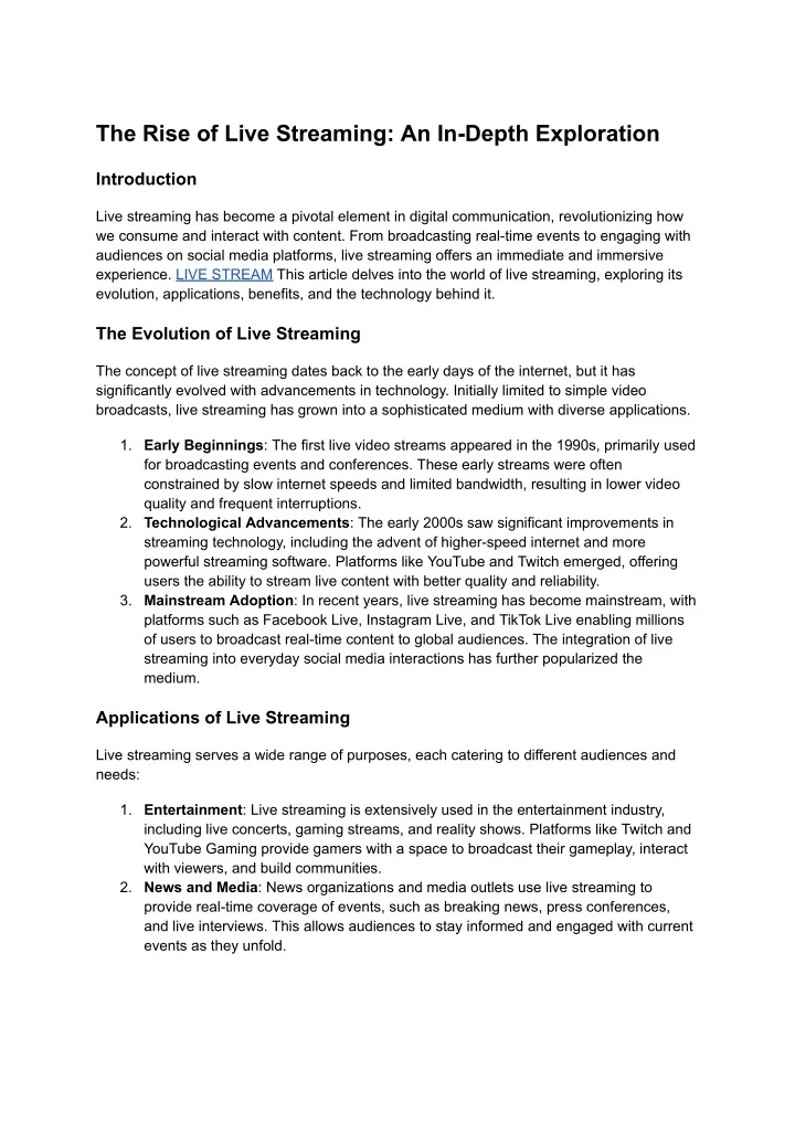 the rise of live streaming an in depth exploration