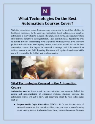 what technologies do the best automation courses