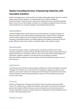 qualex consulting services empowering industries