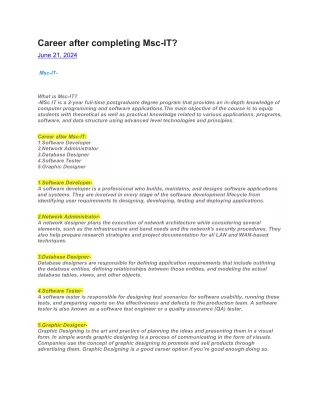 Career after completing Msc-IT