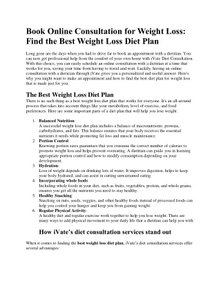 Book Online Consultation for Weight Loss