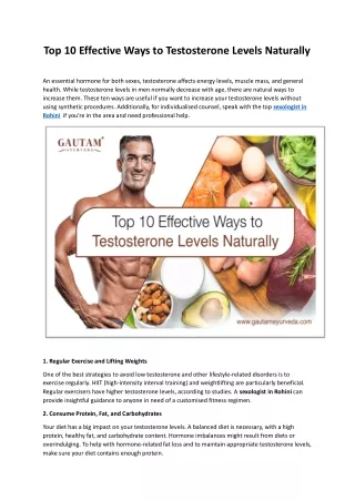 Top 10 Effective Ways to Testosterone Levels Naturally
