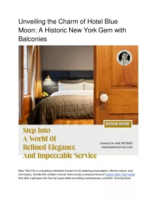 Unveiling the Charm of Hotel Blue Moon_ A Historic New York Gem with Balconies