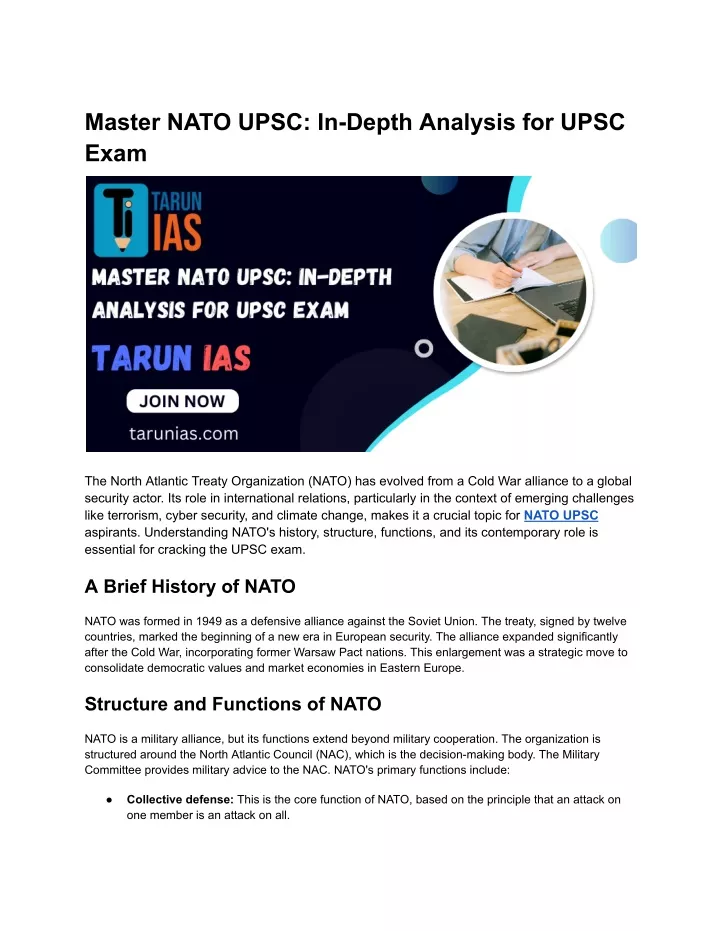 master nato upsc in depth analysis for upsc exam