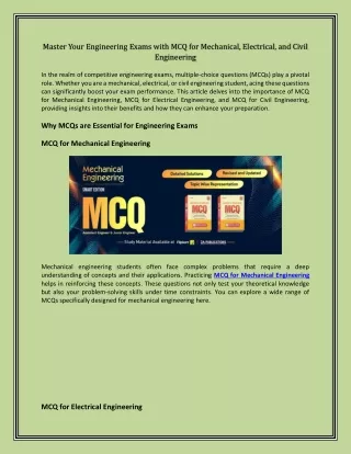 Master Your Engineering Exams with MCQ for Mechanical