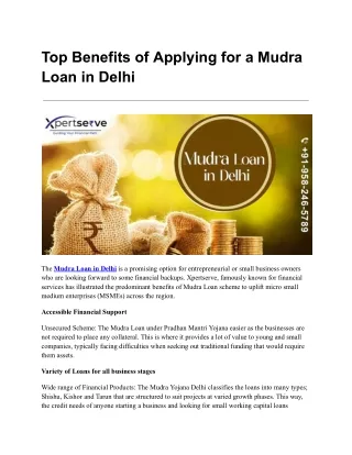 Mudra Loan in Delhi