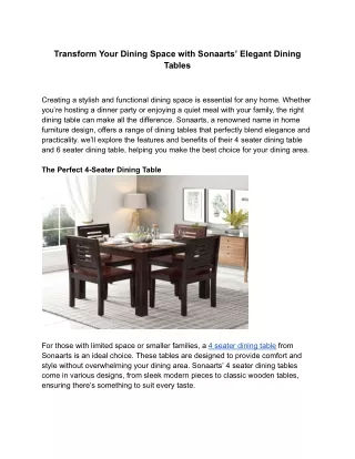 Transform Your Dining Space with Sonaarts’ Elegant Dining Tables