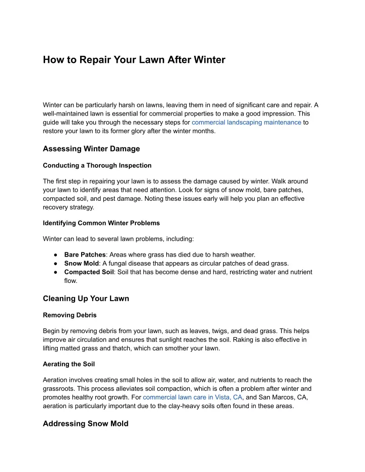 how to repair your lawn after winter