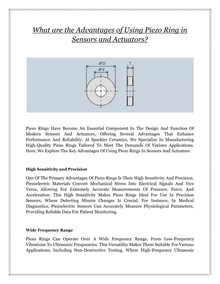 what are the advantages of using piezo ring