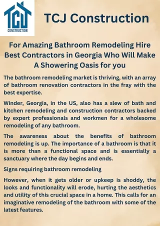 For Amazing Bathroom Remodeling Hire Best Contractors in Georgia