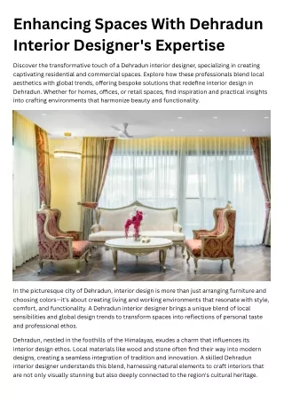 enhancing spaces with dehradun interior designer