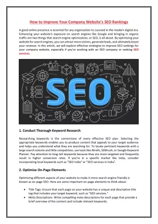 How to Improve Your Company Website’s SEO Rankings