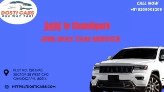 Delhi To Chandigarh One Way Taxi Service