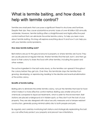 What is Termite Baiting and how it Help with Termite Control