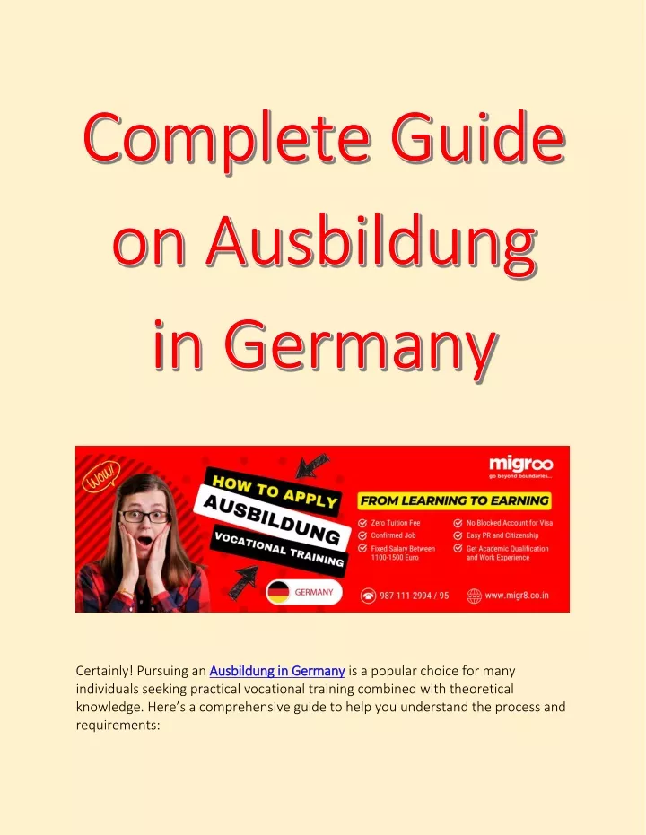 certainly pursuing an ausbildung in germany