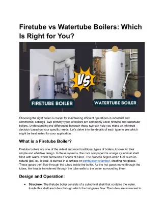 Firetube vs Watertube Boilers