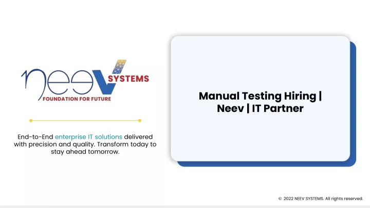 manual testing hiring neev it partner