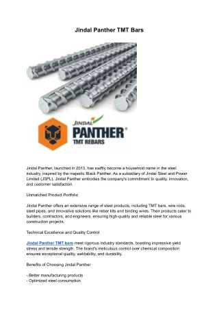 jindal panther tmt bars