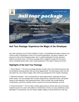 Auli tour packages