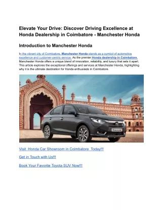 Elevate Your Drive_ Discover Driving Excellence at Honda Dealership in Coimbatore - Manchester Honda