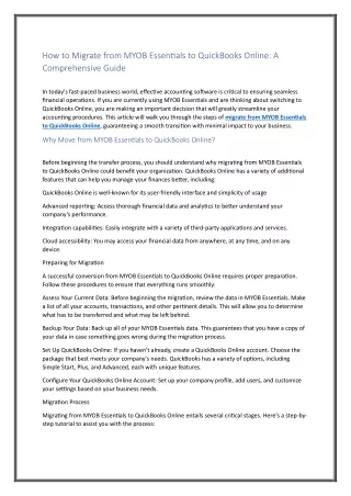 How to Migrate from MYOB Essentials to QuickBooks Online: A Comprehensive Guide