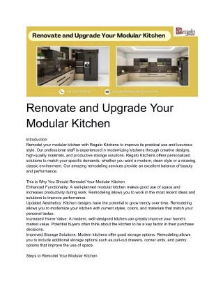 Renovate and Upgrade Your Modular Kitchen