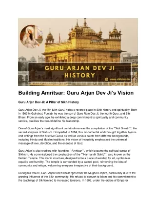 building amritsar guru arjan dev ji s vision guru
