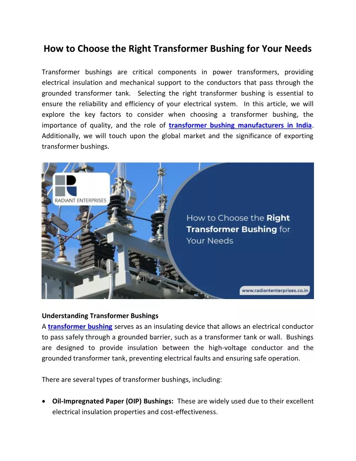 how to choose the right transformer bushing