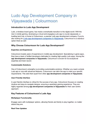 Ludo App Development Company in Vijayawada _ Colourmoon