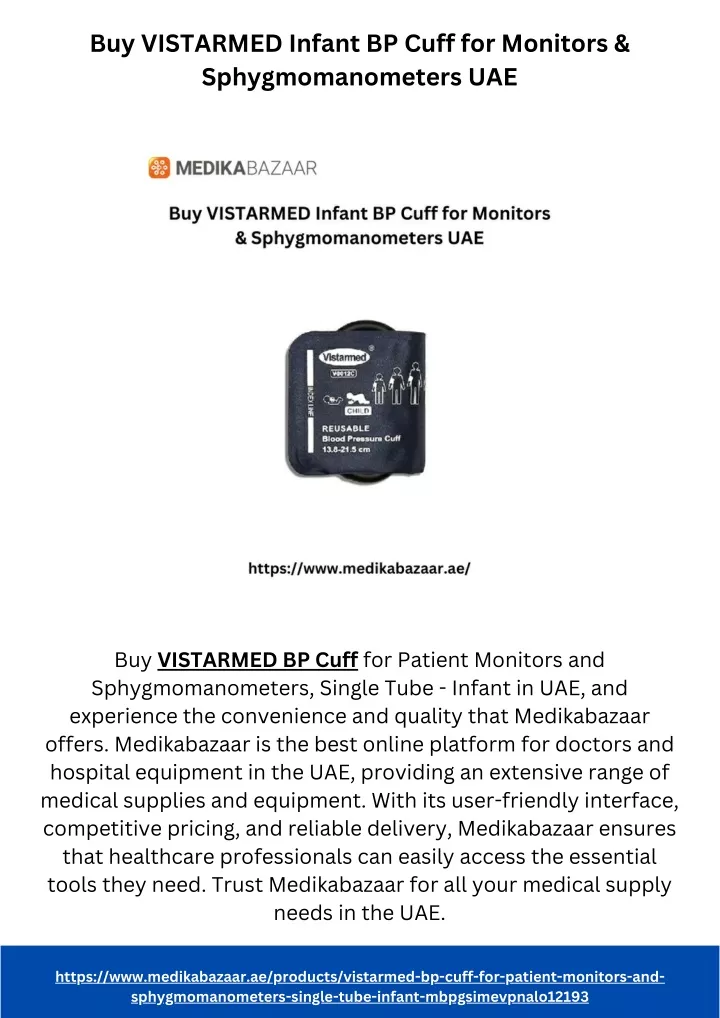 buy vistarmed infant bp cuff for monitors