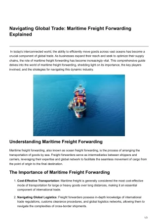 Navigating Global Trade Maritime Freight Forwarding Explained