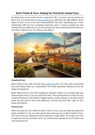 Berlin Tickets & Tours Helping You Find Berlin Guided Tours