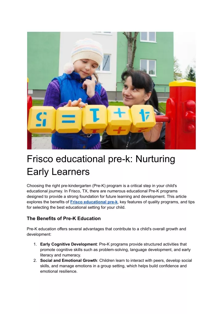 frisco educational pre k nurturing early learners