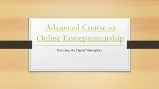 Advanced Course in Online Entrepreneurship