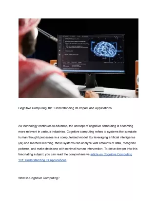 cognitive computing 101 understanding its impact