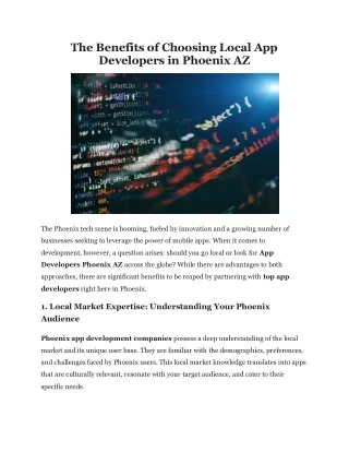 the benefits of choosing local app developers